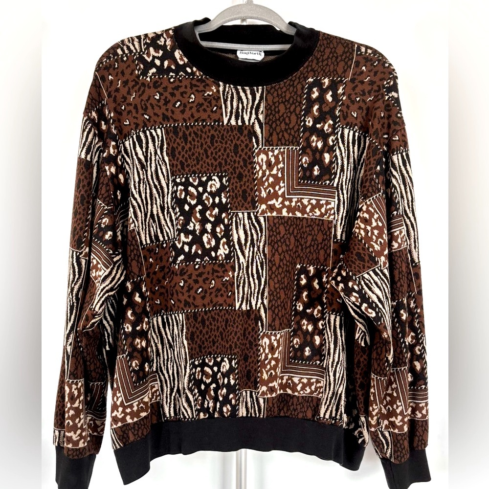 90’s Funky Multicolor Eclectic Grandpa Animal Print Vintage Crewneck Sweater
